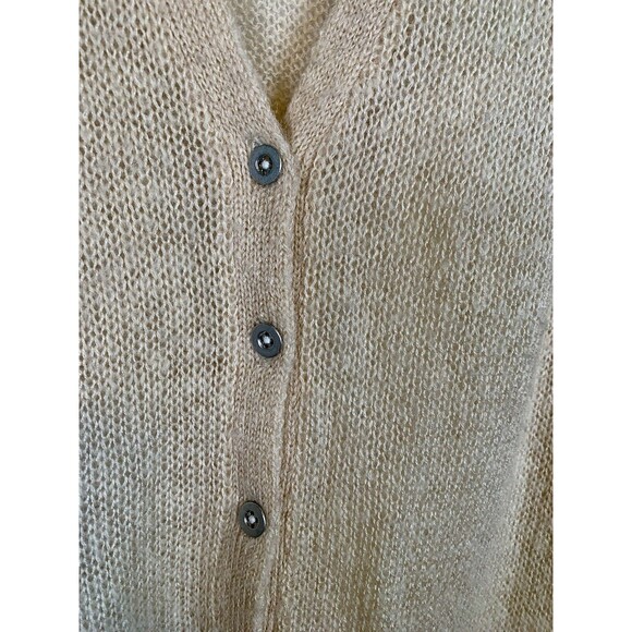 Fossil Sand Wool Angora Mohair Blend Pocket Long Sleeve Button Up Cardigan XL - Picture 2 of 8
